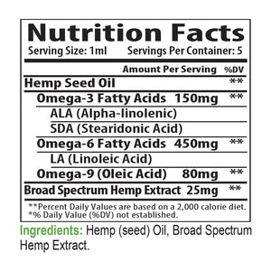 750mg Trial Size Broad Spectrum Oil - Hemp the NON POT